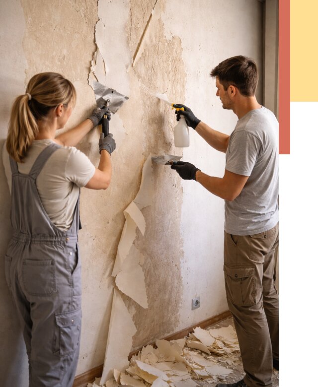 Снятие старых обоев в Коломне от 5323 руб. под ключ недорого | ОТДЕЛОЧНИК-Клм