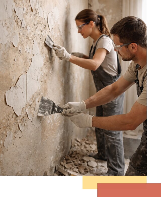 Снятие старой шпаклевки и подготовка поверхностей в Коломне