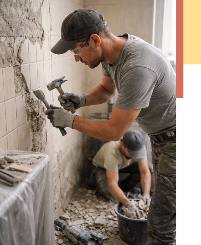 Демонтаж плитки со стен в Коломне от 862 руб. — быстро и недорого | ОТДЕЛОЧНИК-Клм