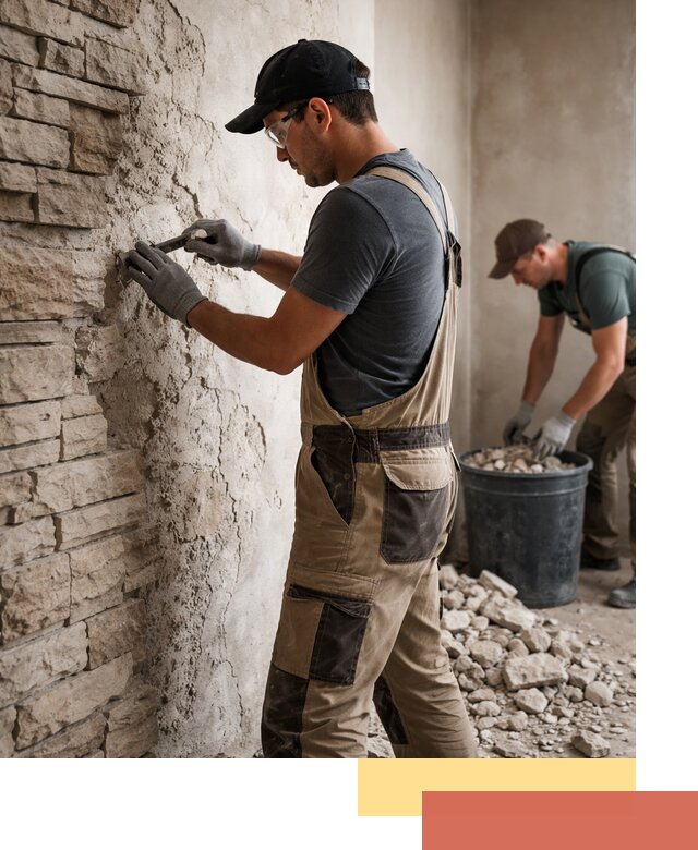 Демонтаж декоративного камня в Коломне профессионально и безопасно