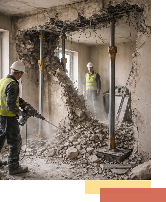 Снос несущих стен в Коломне с гарантией безопасности и качества