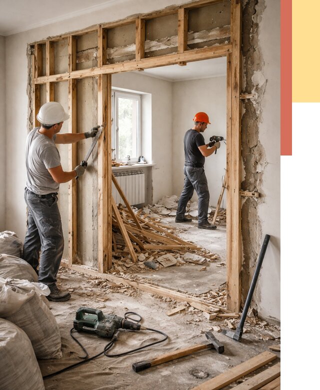 Демонтаж деревянных перегородок в Коломне от 3244 руб. — быстро и недорого | ОТДЕЛОЧНИК-Клм