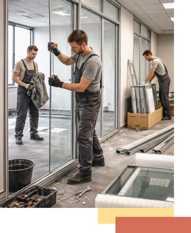 Демонтаж стеклянных перегородок в Коломне быстро и безопасно