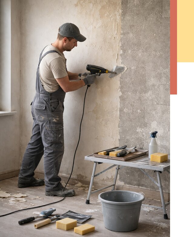 Очистка стен от клея в Коломне от 1876 руб. — снятие и удаление клея со стен | ОТДЕЛОЧНИК-Клм