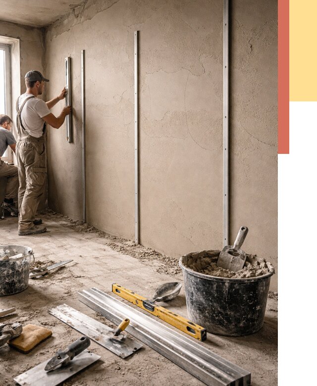 Штукатурка стен по маякам в Коломне от 5576 руб./м² — выравнивание под ключ | ОТДЕЛОЧНИК-Клм