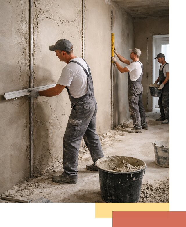 Штукатурка стен по маякам в Коломне — точная и ровная поверхность