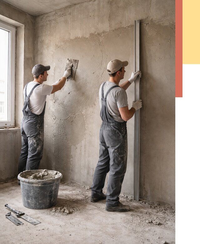 Штукатурка бетонных стен в Коломне от 4563 руб/м² — качественно и быстро | ОТДЕЛОЧНИК-Клм