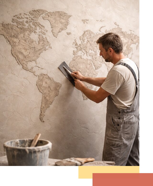 Декоративная штукатурка «Карта мира» под ключ в Коломне