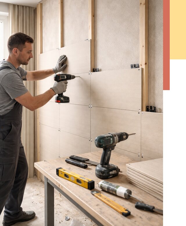 Монтаж МДФ панелей на стены в Коломне от 1267 руб. под ключ | ОТДЕЛОЧНИК-Клм