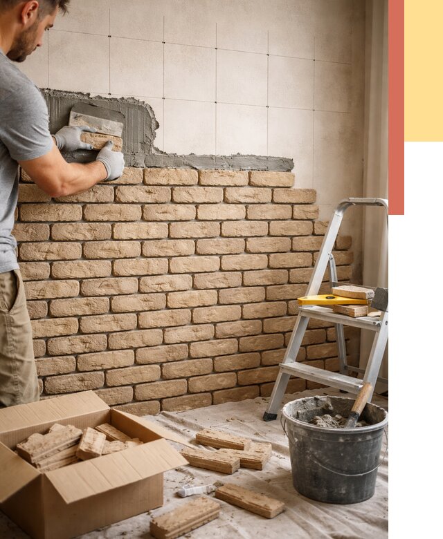 Монтаж декоративного кирпича в Коломне от 3244 руб./м² — быстро и недорого | ОТДЕЛОЧНИК-Клм