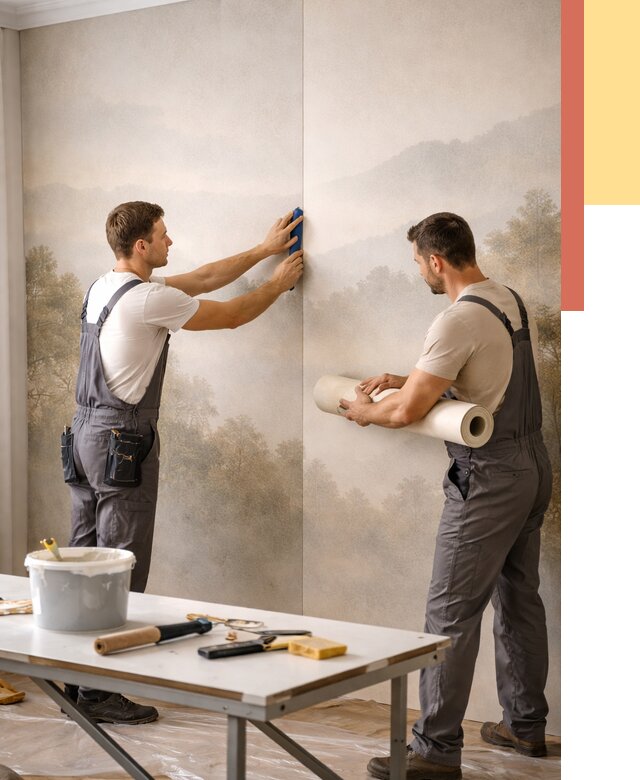 Поклейка фотообоев в Коломне от 8618 руб/м² — быстро и недорого | ОТДЕЛОЧНИК-Клм