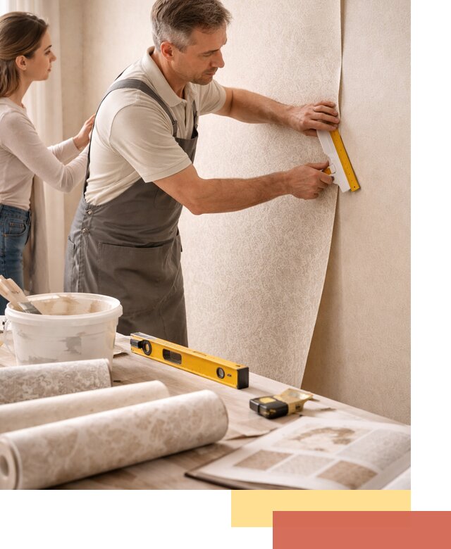 Поклейка обоев с подбором рисунка в Коломне