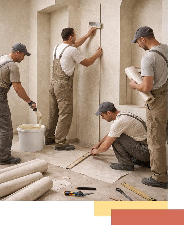 Поклейка обоев на сложные стены и неровные поверхности в Коломне