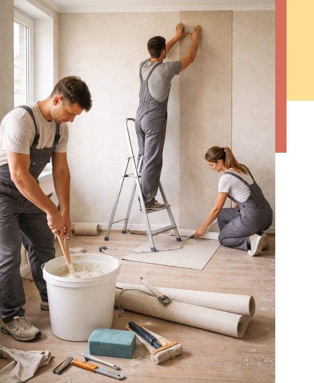 Оклейка стен обоями в Коломне от 3549 руб/м2 — быстро и недорого | ОТДЕЛОЧНИК-Клм