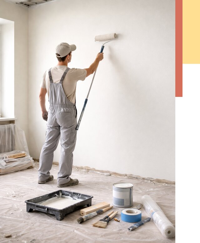 Покраска стен водоэмульсионной краской в Коломне от 456 руб. за м² | ОТДЕЛОЧНИК-Клм