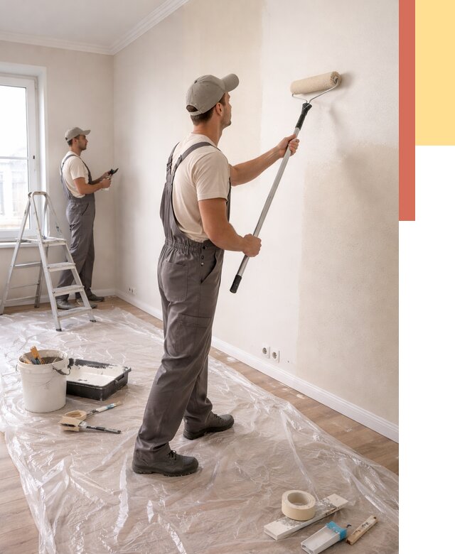 Покраска стен акриловой краской в Коломне от 3549 руб./м² — быстро и недорого | ОТДЕЛОЧНИК-Клм