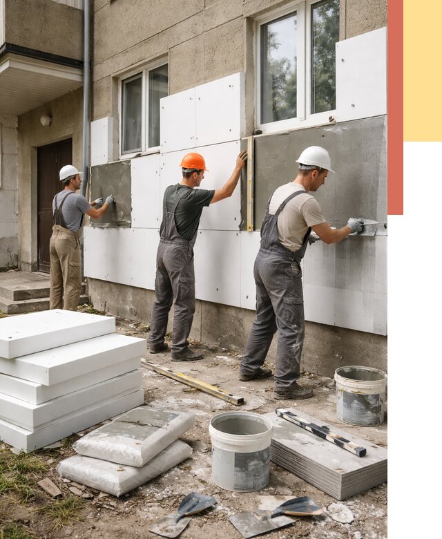 Утепление стен пенопластом в Коломне от 1774 руб. — недорого и под ключ | ОТДЕЛОЧНИК-Клм