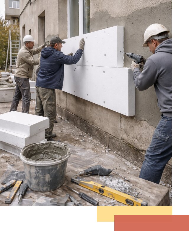 Утепление наружных стен пенопластом в Коломне