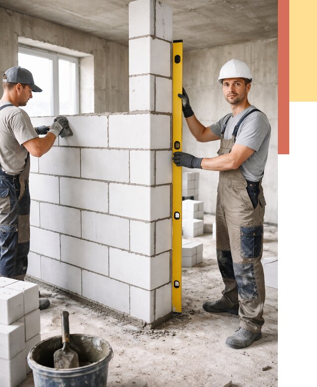 Кладка перегородок из пеноблока в Коломне от 1825 руб. под ключ | ОТДЕЛОЧНИК-Клм