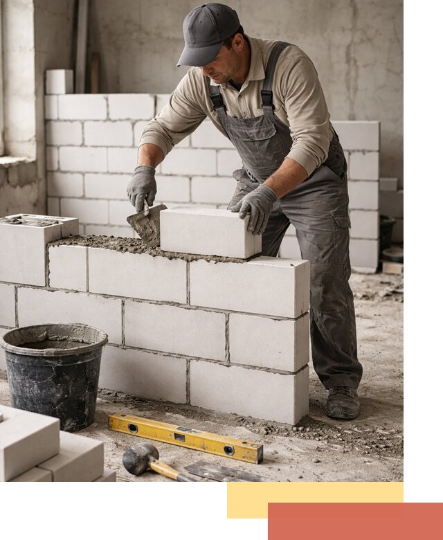 Кладка перегородок из силикатного блока в Коломне