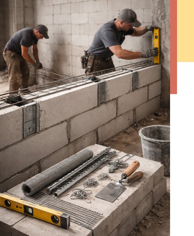 Армирование кладки перегородок в Коломне от 760 руб. под ключ | ОТДЕЛОЧНИК-Клм