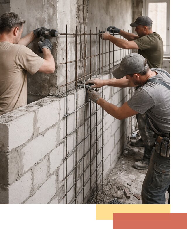 Армирование кладки перегородок в Коломне профессионально и надёжно