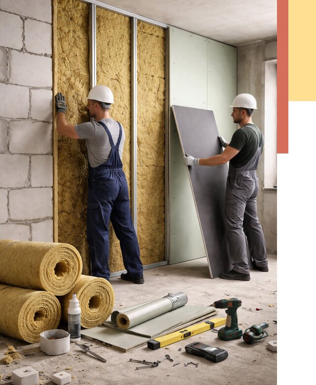 Шумоизоляция перегородок из блоков в Коломне от 1876 руб./м² — быстро и недорого | ОТДЕЛОЧНИК-Клм