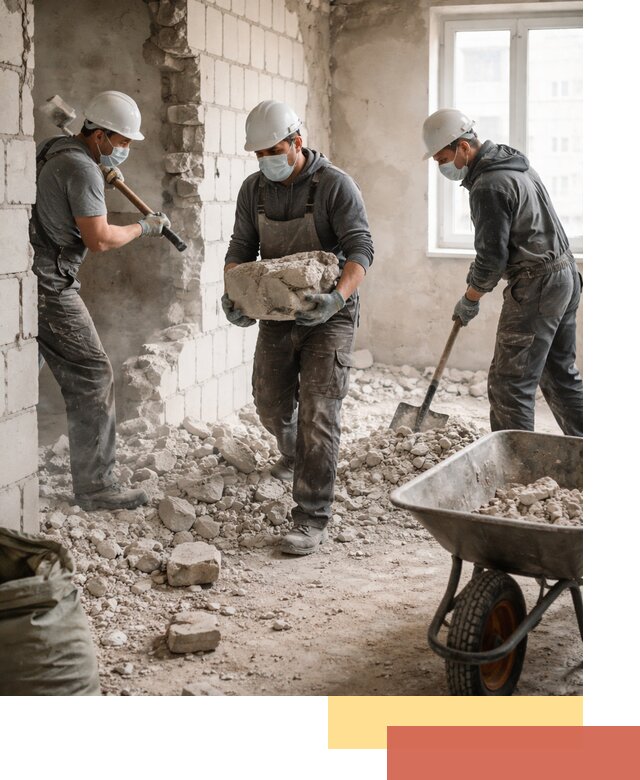 Демонтаж блочных перегородок в Коломне быстро и аккуратно