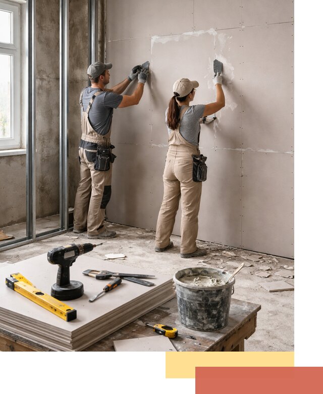 Монтаж двухслойной перегородки из гипсокартона в Коломне