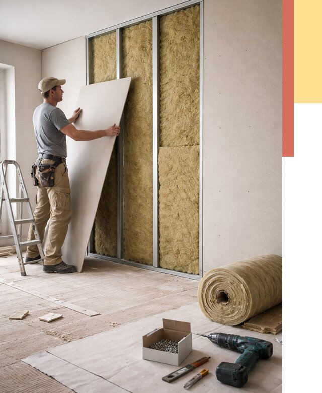 Перегородка из гипсокартона с шумоизоляцией в Коломне от 3163 руб. | ОТДЕЛОЧНИК-Клм