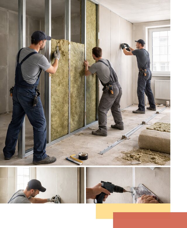 Перегородка из гипсокартона с шумоизоляцией в Коломне — монтаж под ключ