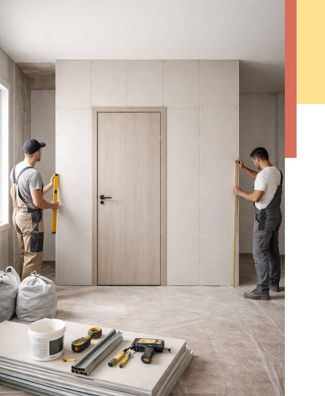 Перегородка из гипсокартона с дверью в Коломне от 4563 руб. под ключ | ОТДЕЛОЧНИК-Клм