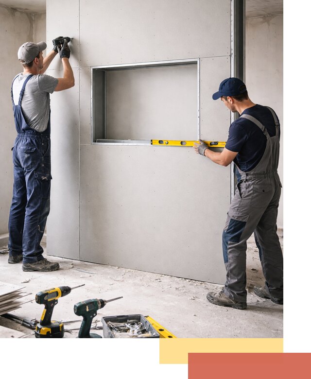 Перегородка из гипсокартона с нишей под декор в Коломне