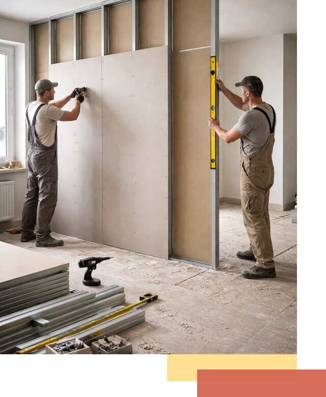 Зонирующая перегородка из гипсокартона под ключ в Коломне