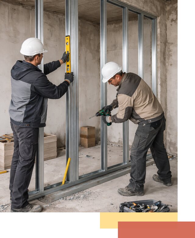 Монтаж каркаса перегородки из профиля в Коломне