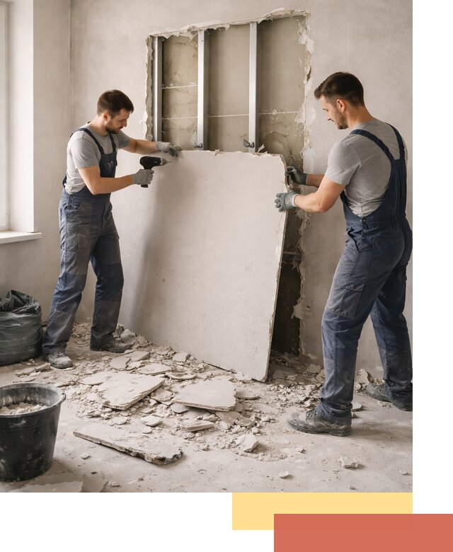 Демонтаж перегородки из гипсокартона в Коломне быстрый и аккуратный