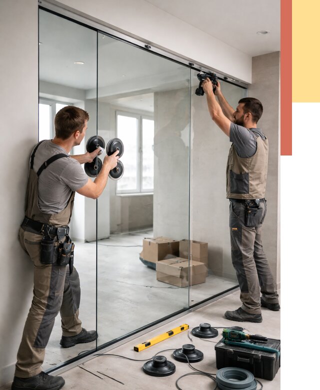 Монтаж стеклянных перегородок в Коломне от 6590 руб. | ОТДЕЛОЧНИК-Клм