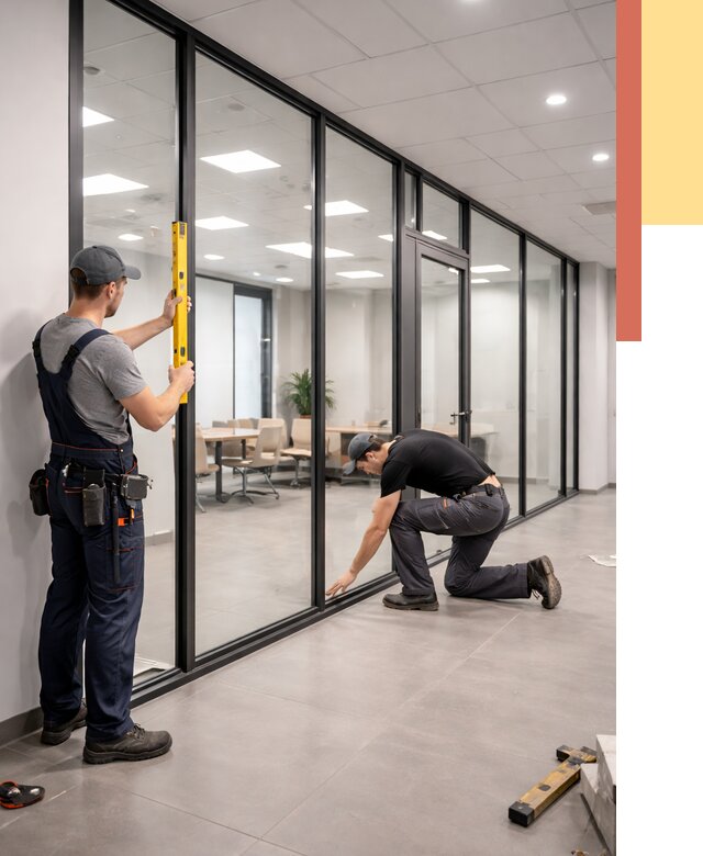 Каркасные стеклянные перегородки в Коломне под ключ от 9328 руб. | ОТДЕЛОЧНИК-Клм