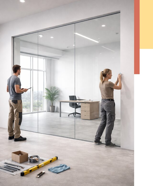 Перегородки из закаленного стекла в Коломне от 9632 руб. под ключ | ОТДЕЛОЧНИК-Клм