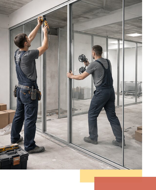 Алюминиевые перегородки со стеклом в Коломне — изготовление и монтаж