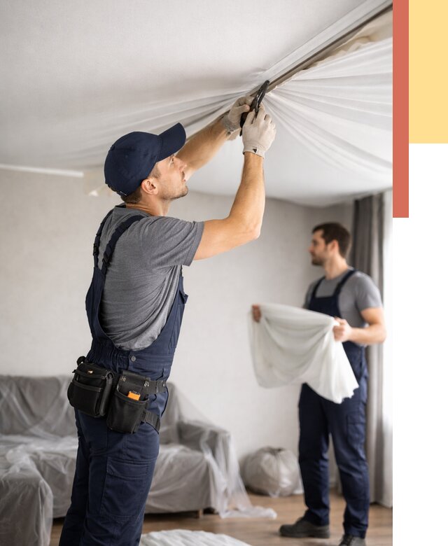 Демонтаж натяжного потолка в Коломне от 4563 руб. — снятие и разбор под ключ | ОТДЕЛОЧНИК-Клм