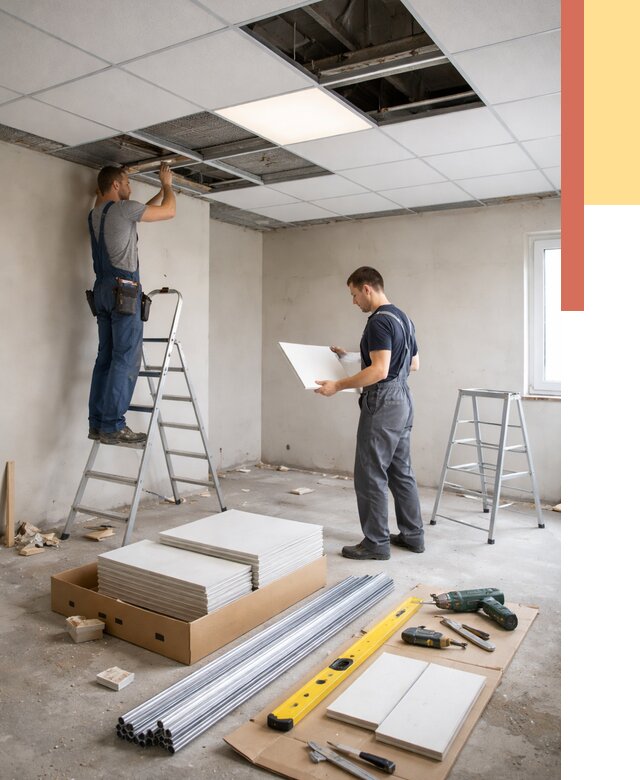 Монтаж потолка армстронг в Коломне от 4563 руб/м2 — быстрая установка под ключ | ОТДЕЛОЧНИК-Клм