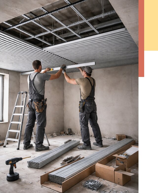 Монтаж реечного потолка в Коломне от 4563 руб. под ключ | ОТДЕЛОЧНИК-Клм