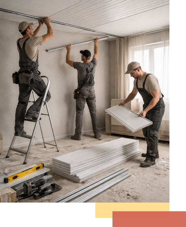 Монтаж потолка из ПВХ панелей в Коломне оперативно и качественно