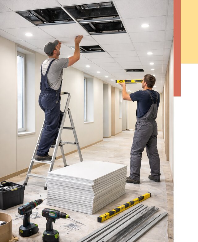 Ремонт потолка Армстронг в Коломне от 4563 руб. — быстро и недорого | ОТДЕЛОЧНИК-Клм