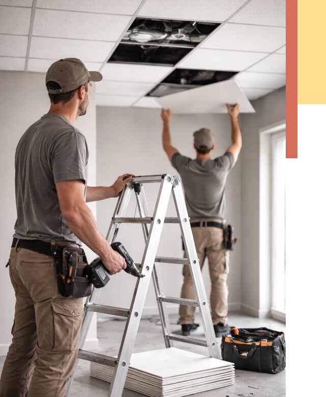 Обслуживание подвесного потолка в Коломне от 3549 руб. — быстро и недорого | ОТДЕЛОЧНИК-Клм