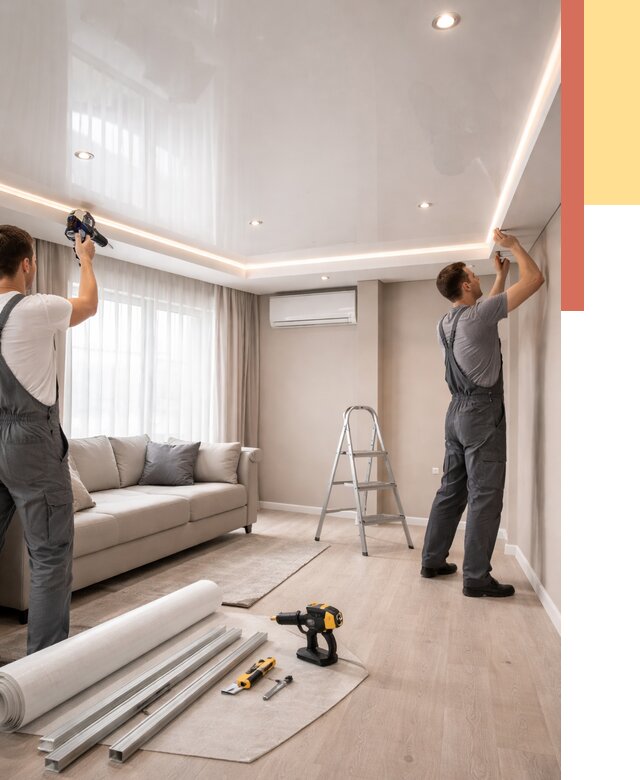 Монтаж глянцевого натяжного потолка в Коломне от 760 руб. под ключ | ОТДЕЛОЧНИК-Клм