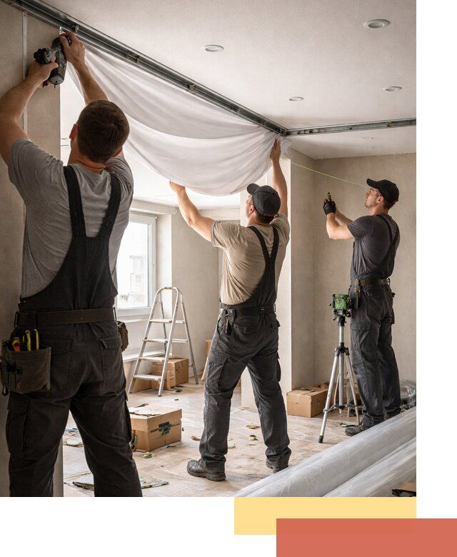 Монтаж парящего натяжного потолка под ключ в Коломне