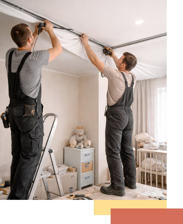 Монтаж натяжного потолка в детской комнате в Коломне