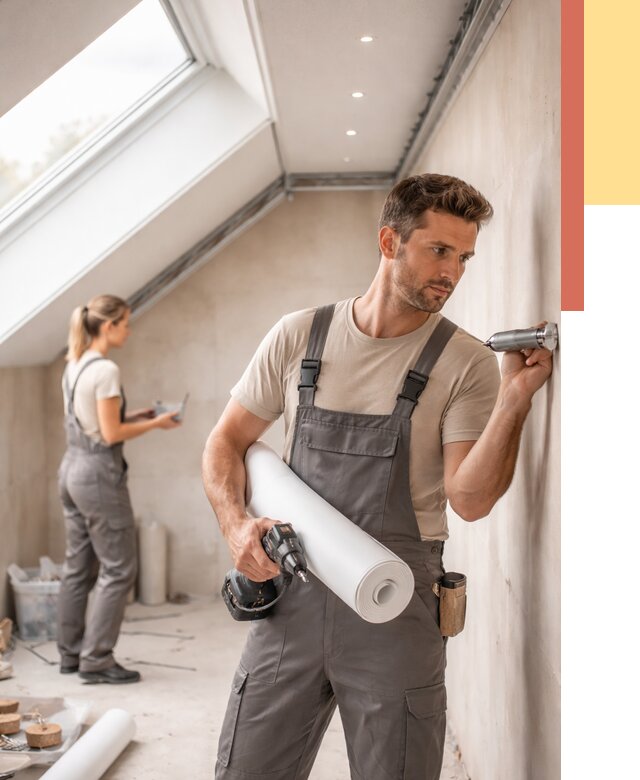 Монтаж натяжного потолка на мансарде в Коломне от 3549 руб. | ОТДЕЛОЧНИК-Клм